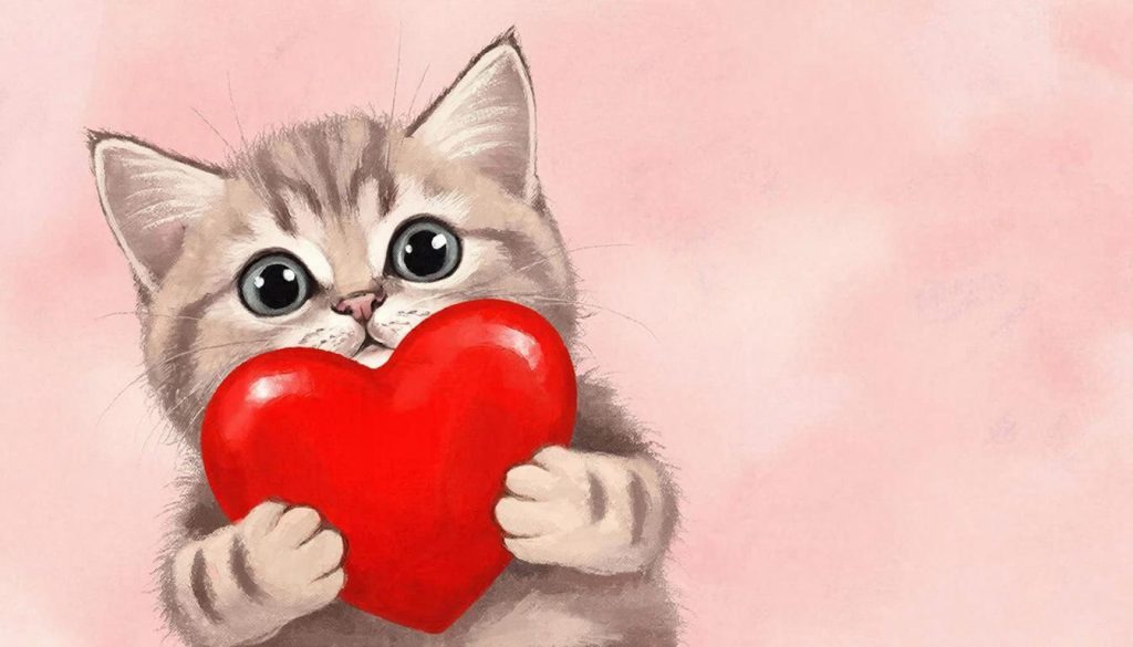 котенок и сердечко
