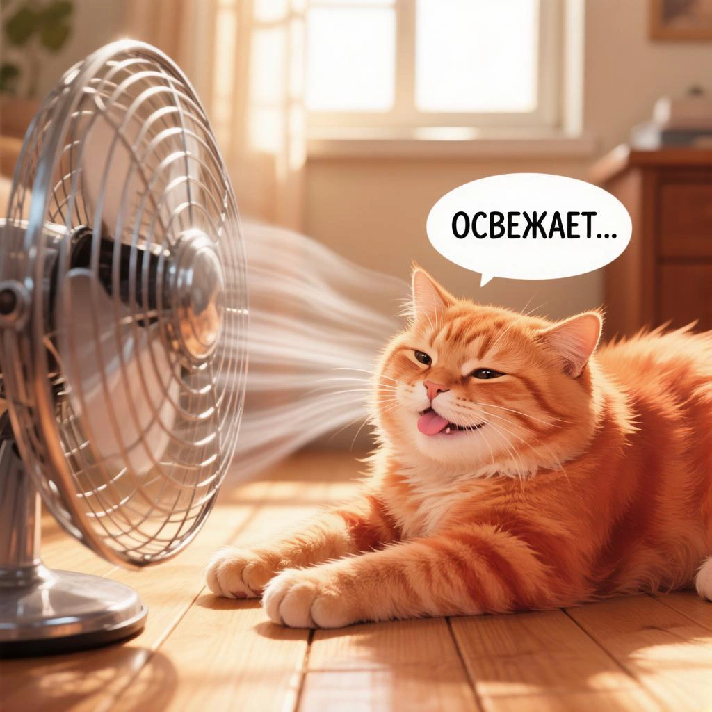 как охладить кошку в жару вентилятором